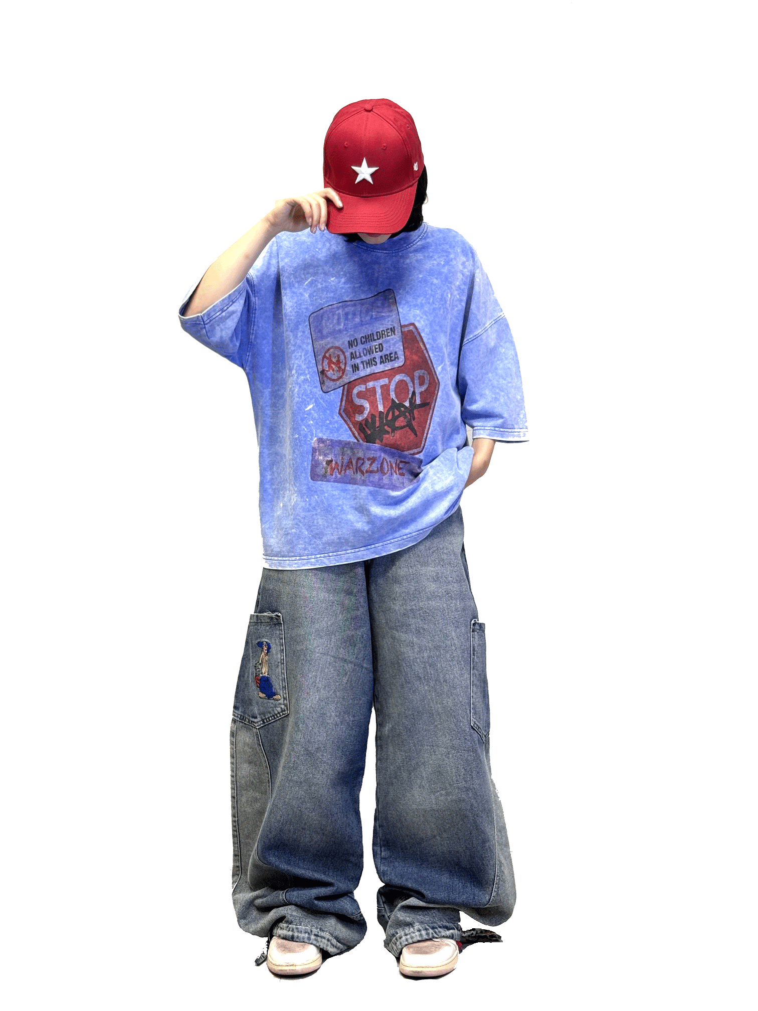 A girl stand with fashion cloth